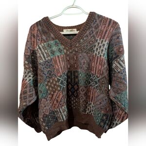 Vintage Patchwork Sweater - Brown and Blue